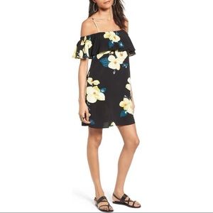 BP. Nordstrom Black Floral Off The Shoulder Dress